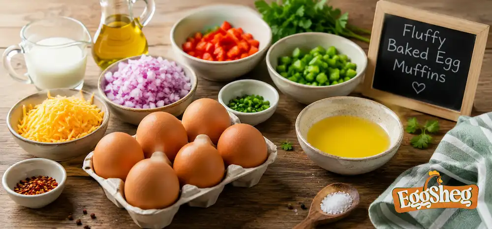 Fluffy baked egg muffins made with fresh Egg Sheg Brown Desi Eggs