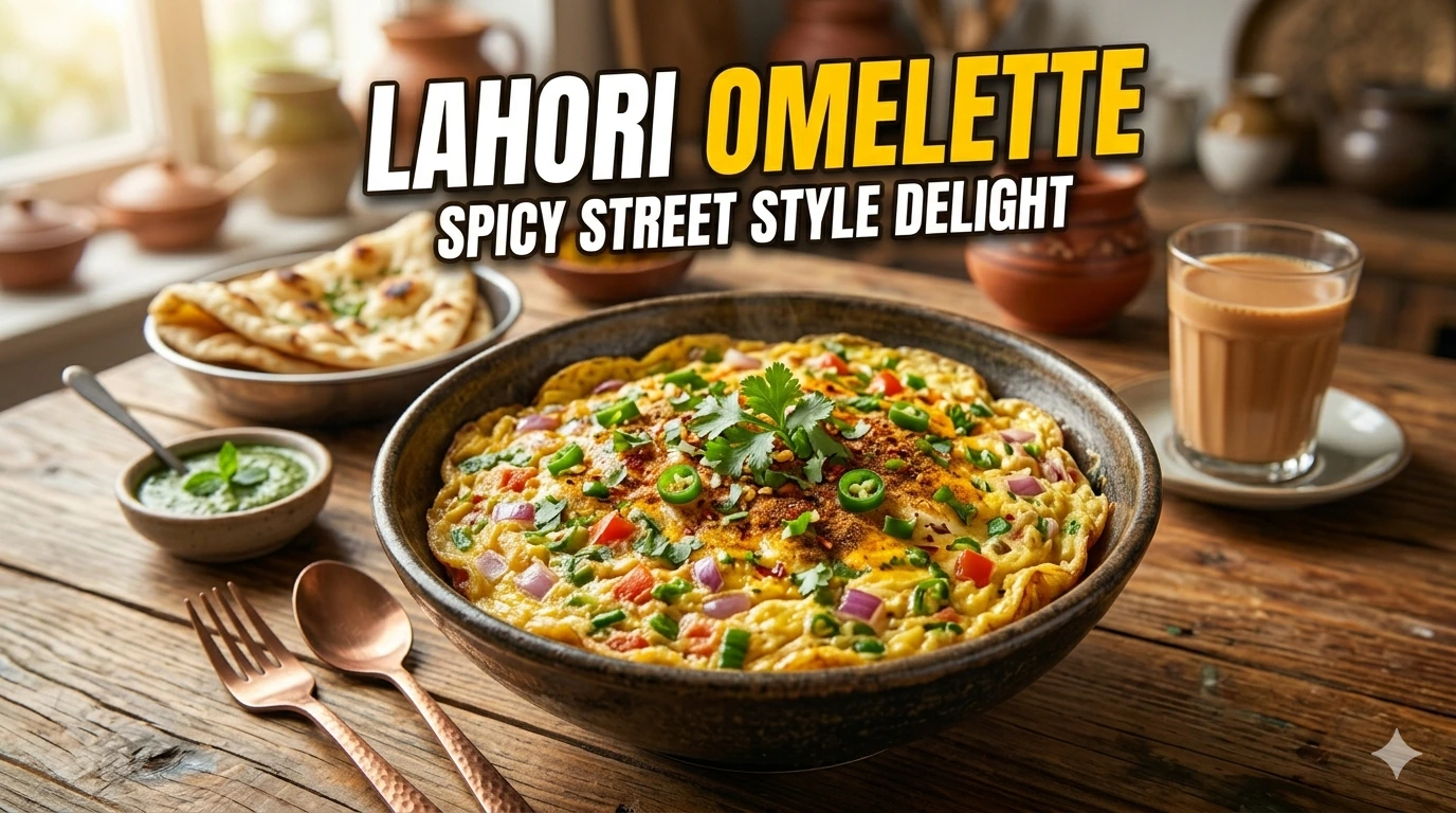 Authentic Lahori Street-Style Omelette with spices and herbs
